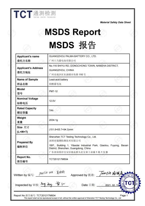 MSDS 报告
